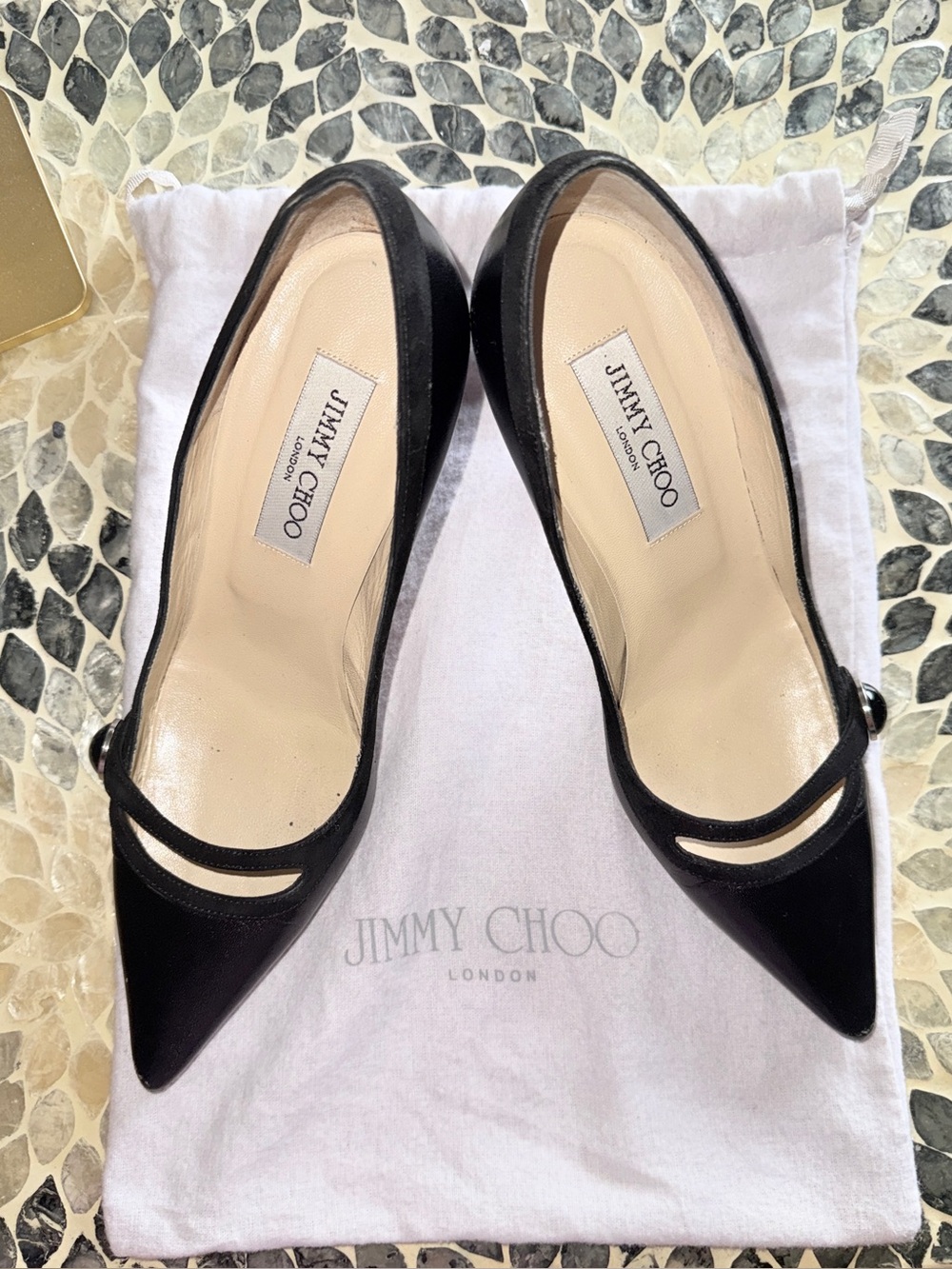 Jimmy Choo Black Leather Pointed Pump